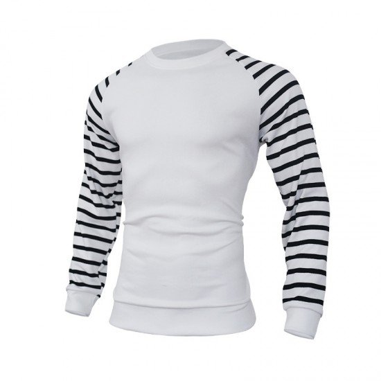 Black Striped Crew Neck Sweatshirts For Men