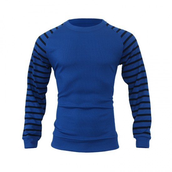 Black Striped Crew Neck Sweatshirts For Men