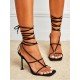  2022 Foreign PU Bandage Square Toe Women's Heels
