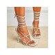  2022 Foreign PU Bandage Square Toe Women's Heels