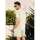 Casual Plain Linen Button Shirt Shorts Set Men