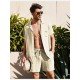 Casual Plain Linen Button Shirt Shorts Set Men