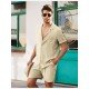 Casual Plain Linen Button Shirt Shorts Set Men