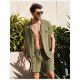 Casual Plain Linen Button Shirt Shorts Set Men