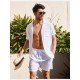 Casual Plain Linen Button Shirt Shorts Set Men