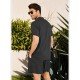 Casual Plain Linen Button Shirt Shorts Set Men