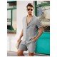 Casual Plain Linen Button Shirt Shorts Set Men