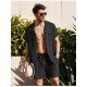 Casual Plain Linen Button Shirt Shorts Set Men