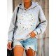 Leisure Loose Letter Printed Hoodies Tops For Women