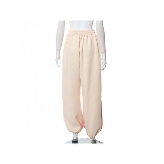 Contrast Color Sports Drawstring Trousers For Women