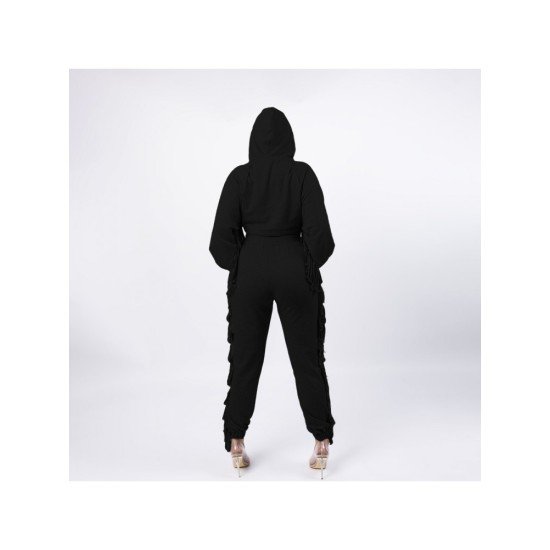 Notch Collar Tassel Matching 2 Piece Jogger Sets