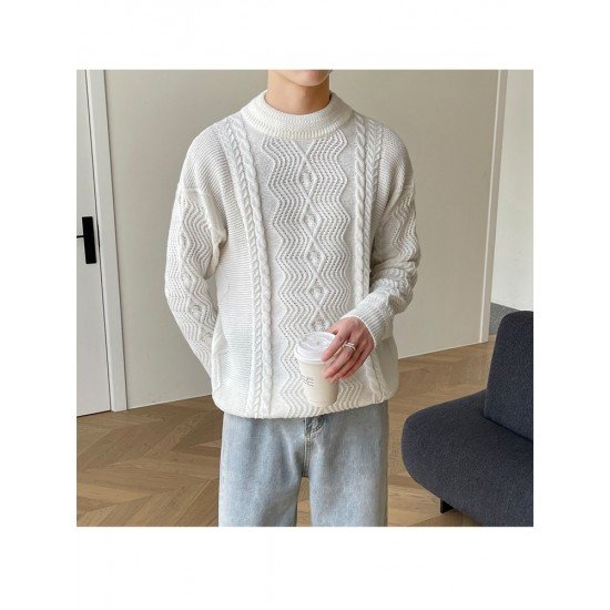  Pure Color Casual Pullover Men's Knitwear