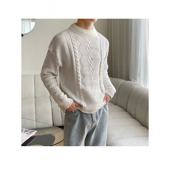  Pure Color Casual Pullover Men's Knitwear