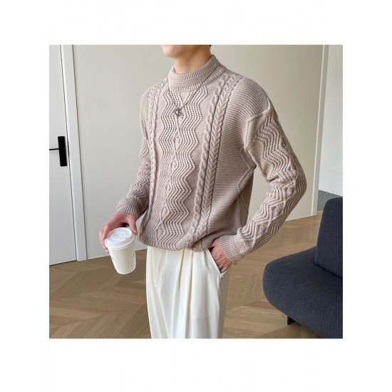  Pure Color Casual Pullover Men's Knitwear