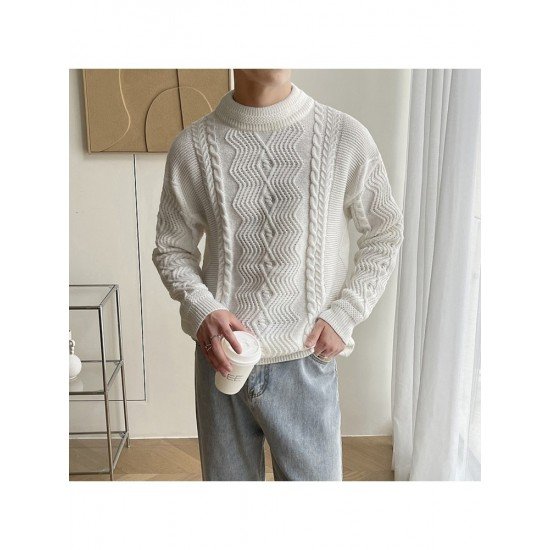  Pure Color Casual Pullover Men's Knitwear