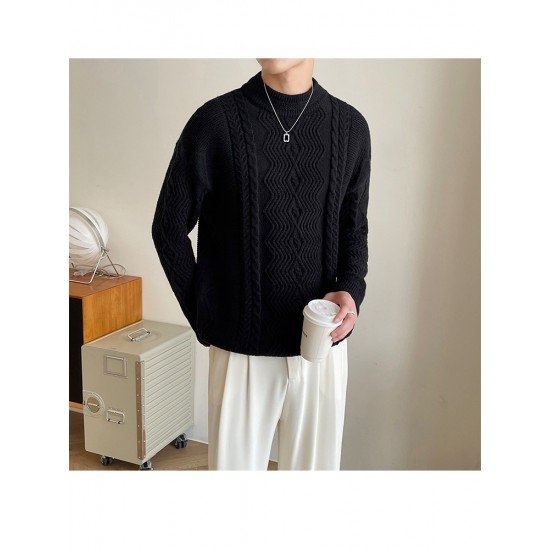  Pure Color Casual Pullover Men's Knitwear