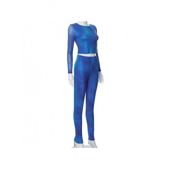  Round Neck Navel Top And Trouser Women's Suit