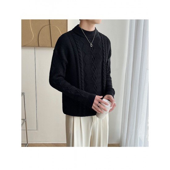  Pure Color Casual Pullover Men's Knitwear