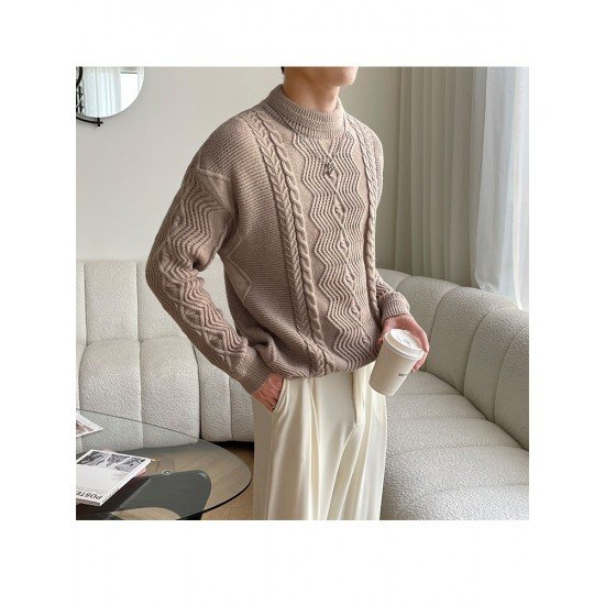  Pure Color Casual Pullover Men's Knitwear