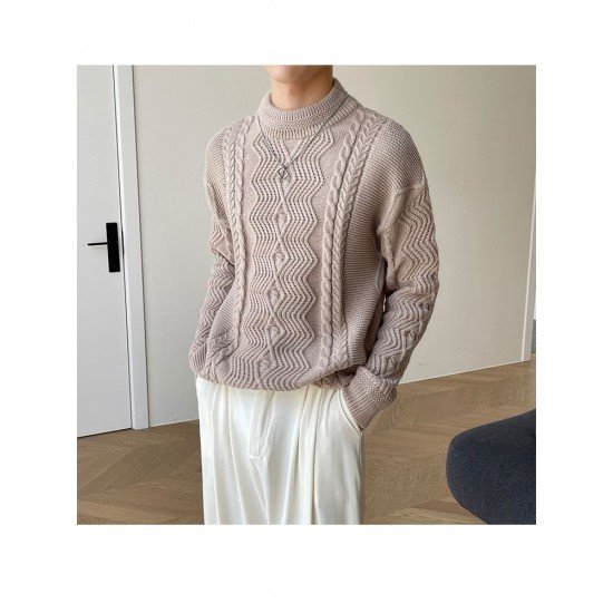  Pure Color Casual Pullover Men's Knitwear