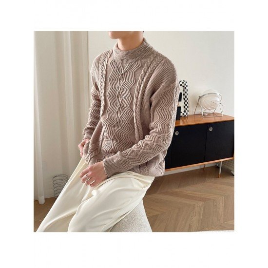  Pure Color Casual Pullover Men's Knitwear