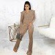  Pure Color Ruffled Casual Loose Women's Suits