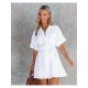 Casual Summer White Short Sleeve Shirt Dress