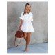 Casual Summer White Short Sleeve Shirt Dress