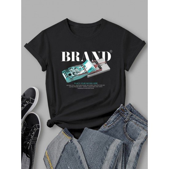 Summer Crew Neck Graphic T Shirts For Women