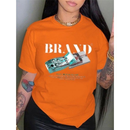 Summer Crew Neck Graphic T Shirts For Women