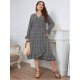 Fall Vacation V Neck Plus Size Midi Dress