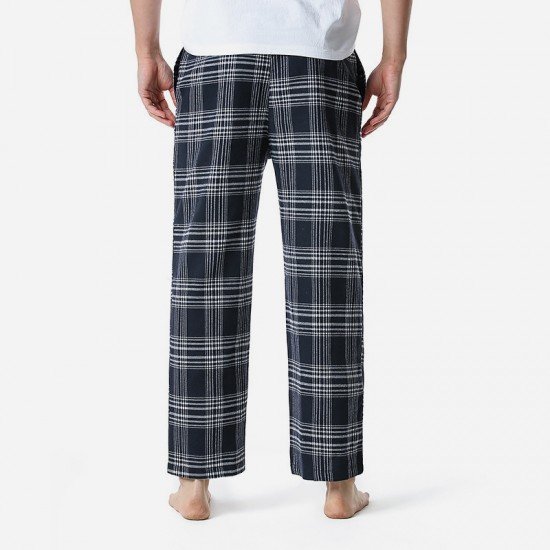  Casual Loose Plaid Long Pants For Men