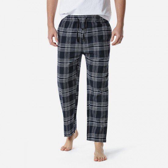  Casual Loose Plaid Long Pants For Men