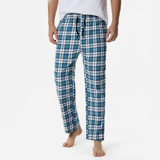  Casual Loose Plaid Long Pants For Men