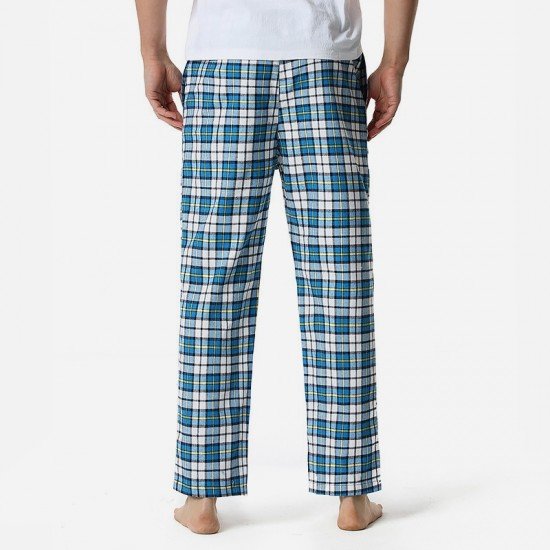  Casual Loose Plaid Long Pants For Men