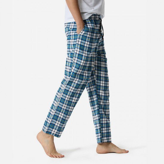  Casual Loose Plaid Long Pants For Men