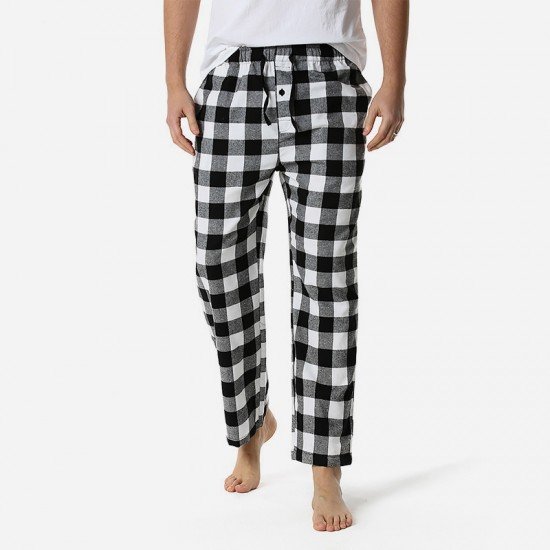  Casual Loose Plaid Long Pants For Men