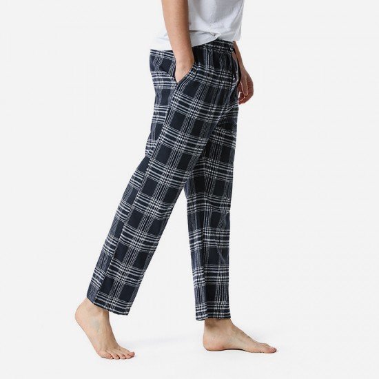  Casual Loose Plaid Long Pants For Men