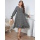 Fall Vacation V Neck Plus Size Midi Dress