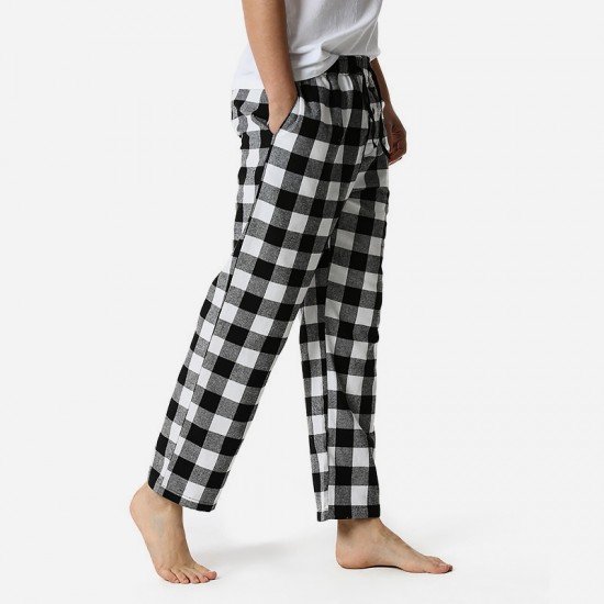  Casual Loose Plaid Long Pants For Men