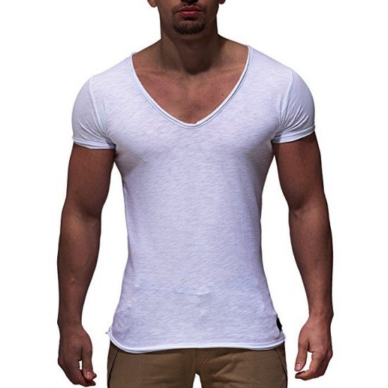 Sports Summer Solid V Neck Men Tees