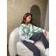  Women's Colorblock Jacquard Long Sleeve Sweater