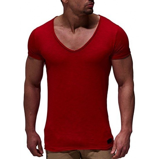 Sports Summer Solid V Neck Men Tees