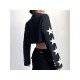  Fashion Star Print Women's Long Sleeve Coats