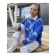  Women's Colorblock Jacquard Long Sleeve Sweater