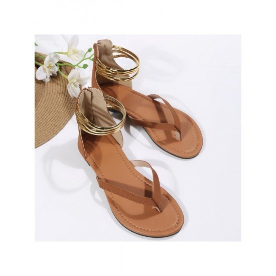 Summer Outdoor Zipper Up Black Sandals