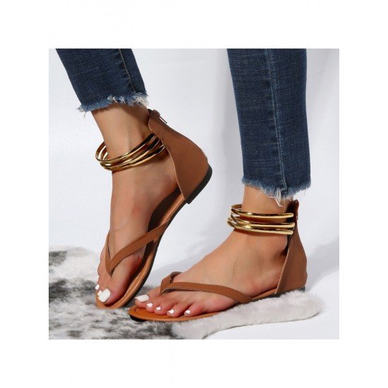 Summer Outdoor Zipper Up Black Sandals