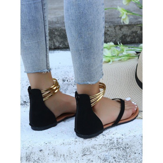 Summer Outdoor Zipper Up Black Sandals