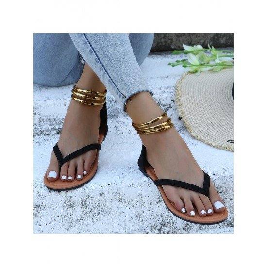 Summer Outdoor Zipper Up Black Sandals