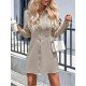 Street Solid Patchwork Long Sleeve Button Down Dress